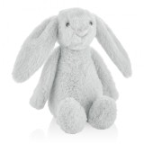 Iepuras Plus Copii BabyJem The Bestie Bunny Gri, 30 cm, Prindere Patut/Carucior, Plus Moale