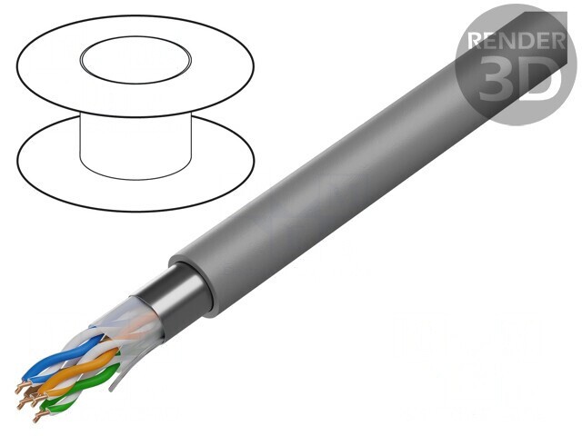 Cablu Ethernet Cat5e F/UTP Cu LSZH 305m Gri