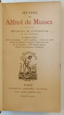 OEUVRES DE ALFRED DE MUSSET , 1876, COTOR DIN PIELE foto