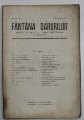 FANTANA DARURILOR , REVISTA DE CULTURA CRESTINA , no. 7 , 1930 foto