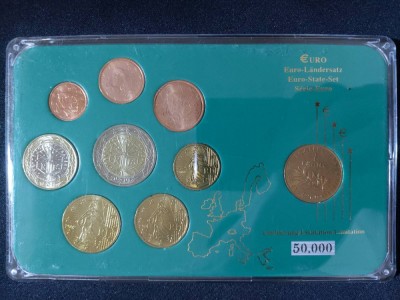 Euro set - Franța 1999-2003 + 1 franci 1960 , 9 monede foto