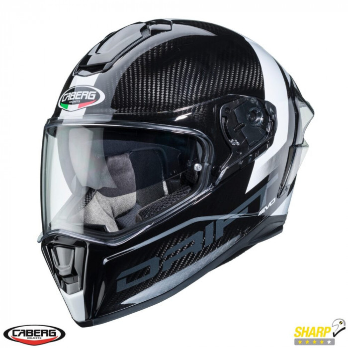 Casca integrala pentru scuter - motocicleta Caberg model Drift Evo Carbon Sonic G2 antracit/alb lucios Pinlock ready &ndash; lentila Pinlock inclusa &ndash; 100%