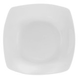 Farfurie Ad&acirc;ncă Porțelan, Model Patrata, Alb, Dimensiuni 20x20cm, Capacitate 0,6L, Potrivită Mașină De Spălat Vase și Cuptor Microunde