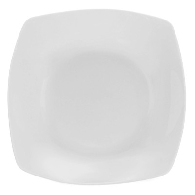 Farfurie Ad&amp;acirc;ncă Porțelan, Model Patrata, Alb, Dimensiuni 20x20cm, Capacitate 0,6L, Potrivită Mașină De Spălat Vase și Cuptor Microunde foto
