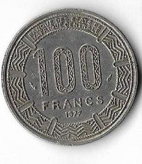 Moneda 100 francs 1977 - Gabon foto