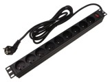 Prelungitor LANBERG PDU-09E-0300-BK cu 9 prize 16A și protecție la supratensiune