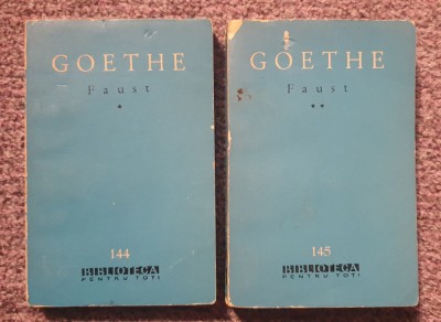 Faust, Goethe, Vol I si II, BPT 1962, 248+380 pagini, stare buna foto