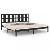 Cadru de pat Super King 6FT, negru, 180x200 cm, lemn masiv