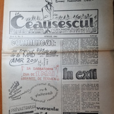 ziarul ceausescul aprilie 1991 - anul 1,nr.1-prima aparitie a ziarului