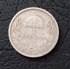 1 korona, Ungaria, 1893 _ moneda argint 0.835 _ Francis Joseph I _ km 484 foto