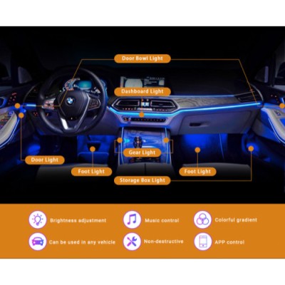 Set 18 lumini ambientale RGB cu aplicatie BT Cod: NVEL-AMBI18LED 12V Automotive TrustedCars foto
