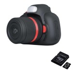 Cumpara ieftin Pachet: Card memorie 32Gb + Camera foto digitala pentru copii, THD Pixels D6, aspect DSLR, rezolutie 18 megapixeli, neagra