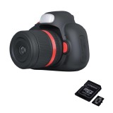 Pachet: Card memorie 32Gb + Camera foto digitala pentru copii, THD Pixels D6, aspect DSLR, rezolutie 18 megapixeli, neagra