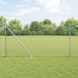VidaXL &Icirc;ngrădire din plasă sudată cu 13 st&acirc;lpi cu cuie 1.4x50 m Oțel galvanizat