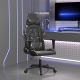 VidaXL Scaun de gaming de masaj, negru și camuflaj, piele ecologică