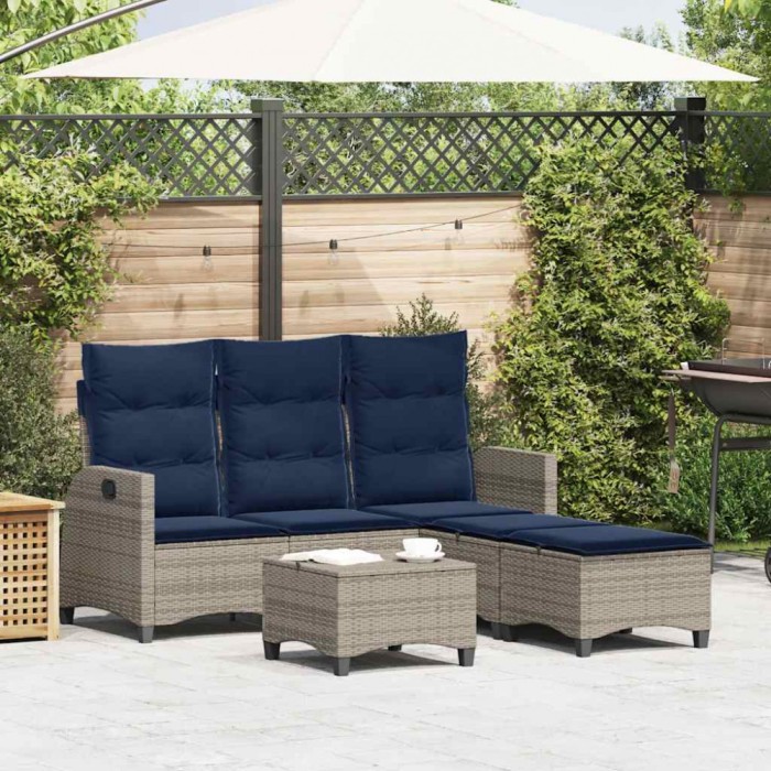 Gossi set canapea gradina 3 piese cu perne forma l polirattan gri