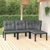 Gossi set mobilier de gradina, 4 piese, negru si gri, poliratan