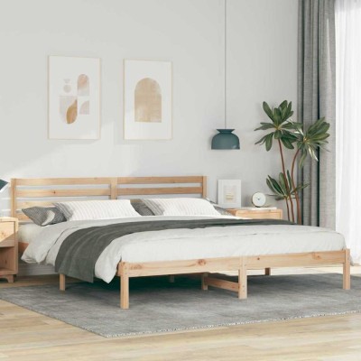vidaXL Cadru de pat cu headboard Maro 180 x 200 cm Lemn masiv de pin 872278 foto