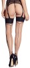 Ciorapi Portjartier Bej/Negru Cotelli Legwear M, Dunga Spate, 20 DEN, Cusatura, Fundita, Sexy, Oeko-Tex