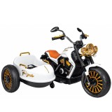 Motocicleta electrica BJDL1588 cu atasament, pentru copii 3-5 ani, 55W, 12V 7Ah, echipare premium, alba