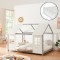 Pat casuta copii cu saltea design semideschis Tostedt 140x200 cm gri alb [en.casa] HausGarden Leisure
