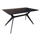 Cumpara ieftin Masa MDF cu aspect de marmura neagra și picioare de metal, Ezali , Modern, MDF &amp; metal, 140x80x75cm