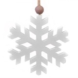 Ornament Crăciun, Model Fulg, Culoare Alb, Dimensiuni 10x10 cm, Lemn