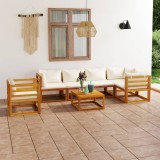 VidaXL Set mobilier grădină cu perne, 7 piese, crem, lemn masiv acacia 3057660