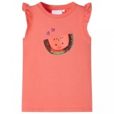 Tricou pentru copii cu m&acirc;neci cu volane, coral, 116
