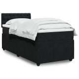 Cumpara ieftin Pat box spring cu saltea, negru, 90x200 cm, catifea