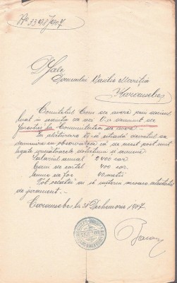 A3777N &amp;Icirc;nștiințare de numirea &amp;icirc;n funcția de forestier, 1907, Caransebeș, Comunitatea de avere a fostului regiment confiniar rom&amp;acirc;no-bănățean Nr 13 foto