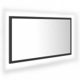 Oglindă de baie cu LED, gri, 80x8,5x37 cm, lemn prelucrat, vidaXL
