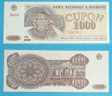 Cupon Moldova 1993, 1000 Cuponi, P#3, UNC, Bancnota Moldova, Inlocuitor Rubla Sovietica, Stema+Cetatea Soroca