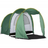 Outsunny Cort Mare pentru Camping, 4-6 Persoane, cu 2 Compartimente Separabile, Ventilație Excelentă, 410x240x195cm, Verde | Aosom Romania