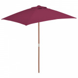 VidaXL Umbrelă de soare de exterior, st&acirc;lp lemn, 150x200 cm roșu bordo