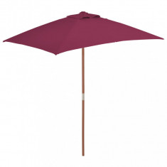 vidaXL Umbrelă de soare de exterior, stâlp lemn, 150x200 cm roșu bordo