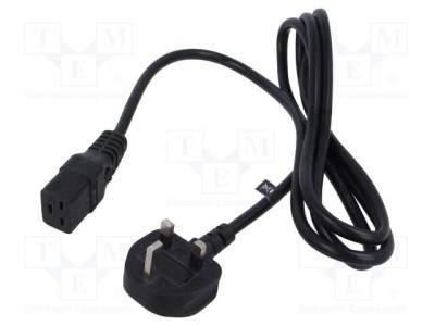 Cablu 3x1,5mm2 BS 1363 IEC C19 mamă PVC 1,8m negru POS foto