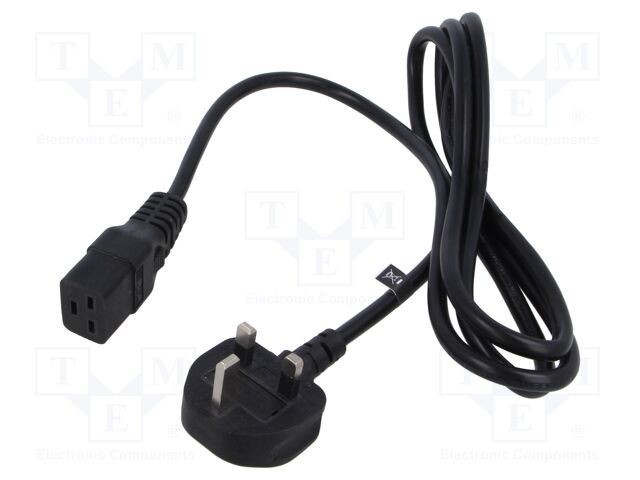 Cablu 3x1,5mm2 BS 1363 IEC C19 mamă PVC 1,8m negru POS