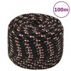 VidaXL Fr&acirc;nghie de barcă, negru, 12 mm, 100 m, polipropilenă