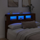 Tablie de pat cu LED, stejar maro, 160x18,5x103,5 cm, lemn GartenMobel Dekor, vidaXL