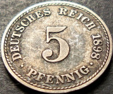 Cumpara ieftin Moneda istorica 5 PFENNIG - GERMANIA, anul 1898 *cod 5376 - litera A = BERLIN, Europa