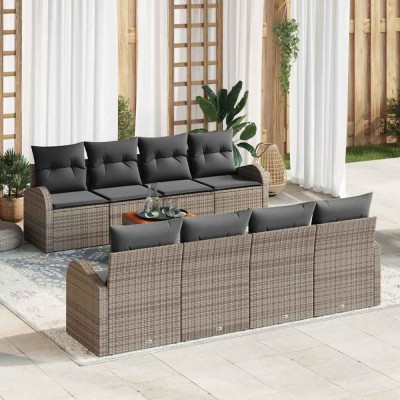 vidaXL Set de canapele pentru grădină 9 pcs Gri foto