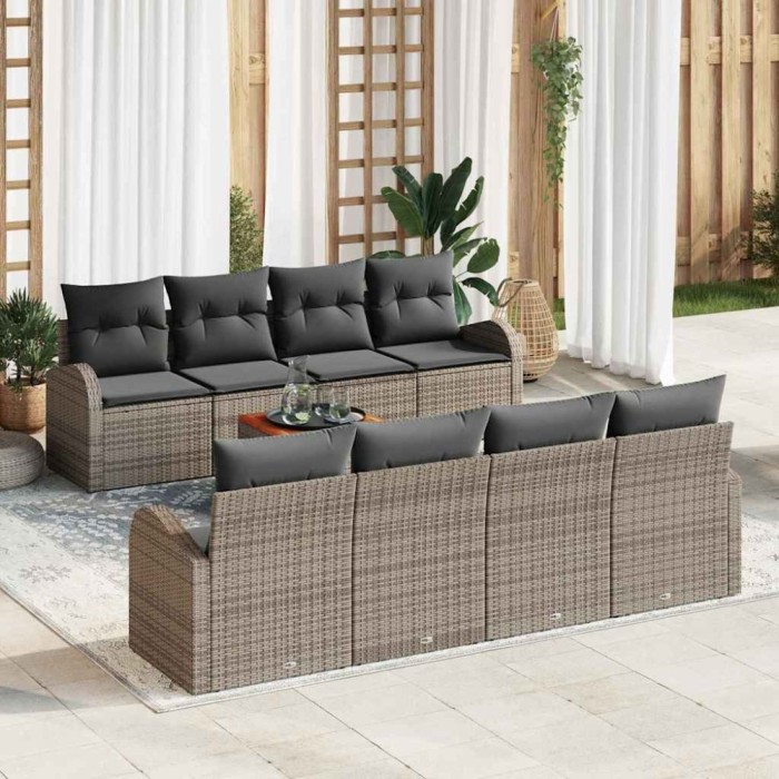 vidaXL Set de canapele pentru grădină 9 pcs Gri