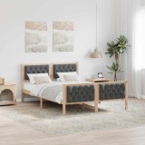 Cumpara ieftin Cadru de pat Gri inchis 150 x 200 cm Lemn de pin masiv