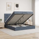 Cumpara ieftin Pat ottoman cu saltea Gri inchis 140 x 190 cm Catifea