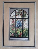 Madeleine-Vitraliu cu flori şi peisaj, tablou &icirc;n tehnică mixtă, specială