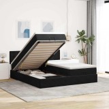 Gossi cadru de pat otoman cu saltele, catifea neagra 180x200cm