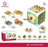 Cub activitati Montessori 6 in 1 &ndash; Jucarie educativa cu forme, sortare si motricitate