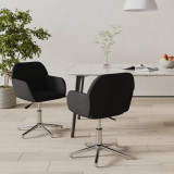 vidaXL Scaune de bucătărie pivotante, 2 buc., negru, material textil