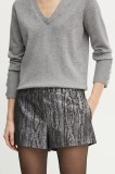 MICHAEL Michael Kors pantaloni scurti femei, culoarea argintiu, modelator, high waist, MF430QJF12